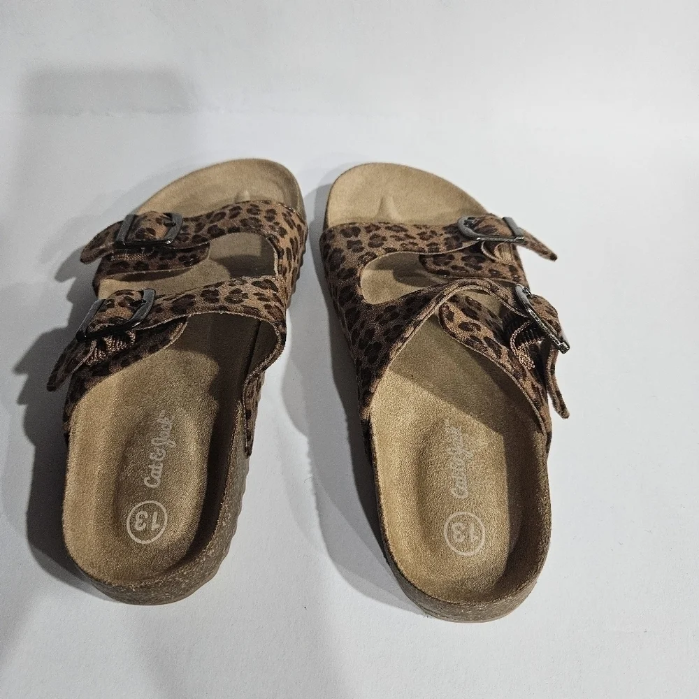 Girls NWOT Cat & Jack Animal Print Sandals Size 13